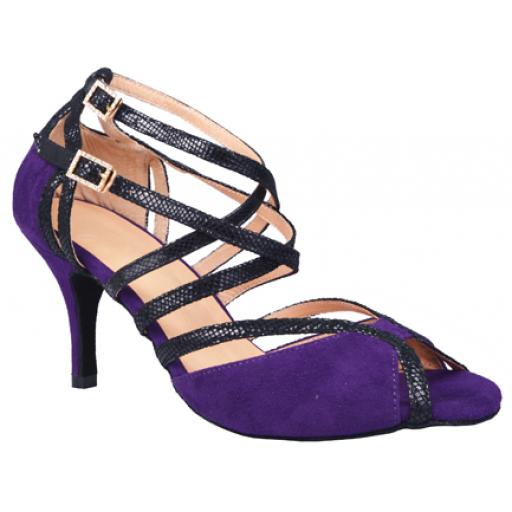 CHRISTINA - BLACK / PURPLE 3" heel - HALF PRICE !