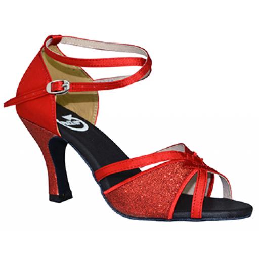 FIONA  red  ladies dance shoe 2.5" or 3" heel