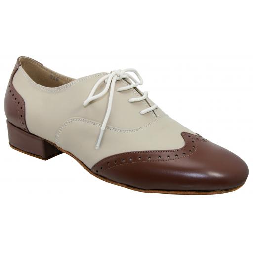 LA  mens dance shoe beige & brown leather