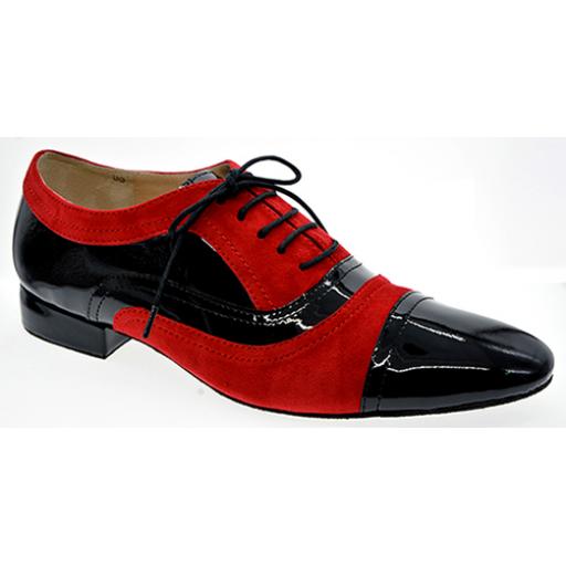 CHICAGO  mens dance shoes black patent /red nubuck suede