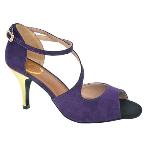 NICOLA Ladies dance  shoes  purple / gold 3" or 2.25" heel