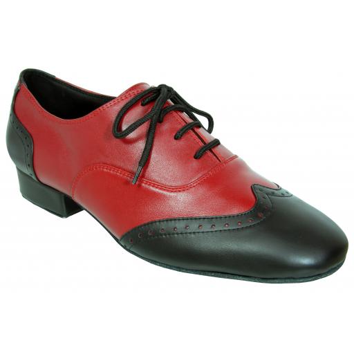 LA mens dance shoe black & red leather