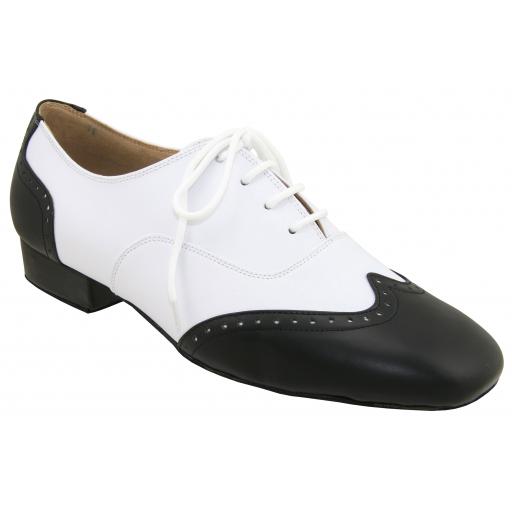 LA mens dance shoe black & white leather