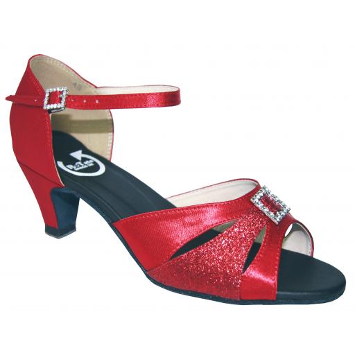 RITA - red Ladies dance shoe 2" heel