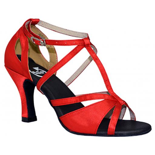 SARAH  ladies dance shoe  Red Satin  2.5" or 3" heel