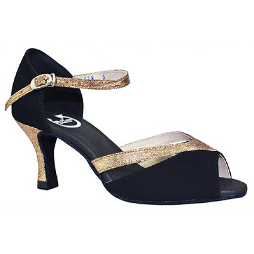 Daniella black & gold ladies dance shoe 2.5" heel